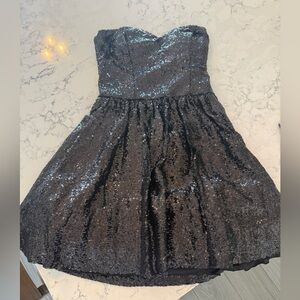 Girls Black Sequin Party Dress
